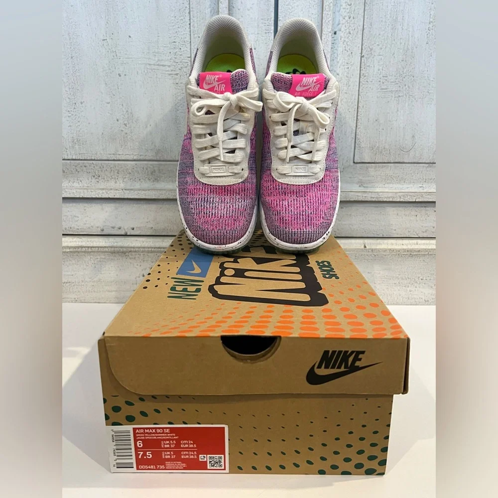 Nike Women's Airforce 1 Crater Low Flyknit Sneakers: Pink, Fuchsia/purple,White - Picture 3 of 5